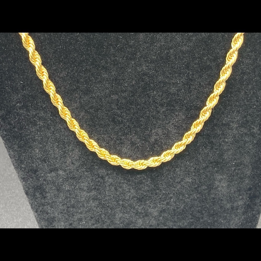 14k Gold Plated Rope Chain Necklace 24”